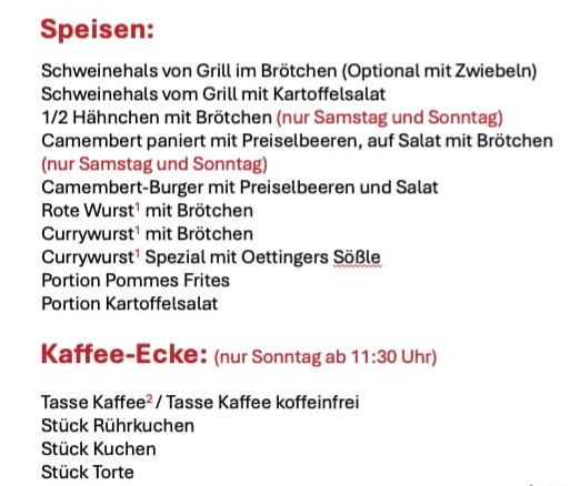 Speisekarte Schmidener Kirbe 2025